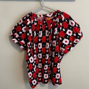 Briton Court xl Floral Print Short Sleeve Women's Top